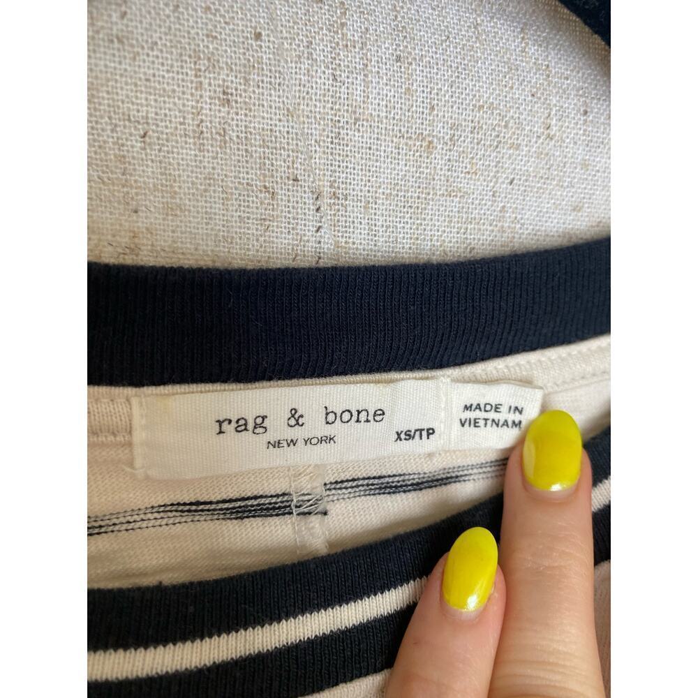 Rag & Bone Cream Black Striped Crewneck Tee Size XS - Picture 3 of 12